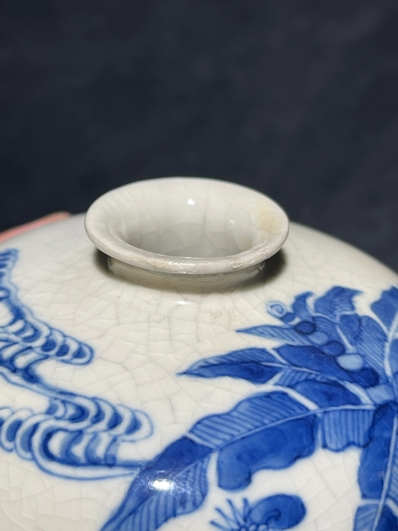 清晚期 浆胎青花折桂图梅瓶一对 - 图22