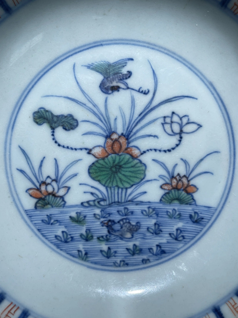 清雍正 斗彩一路连科纹盘 - 图3