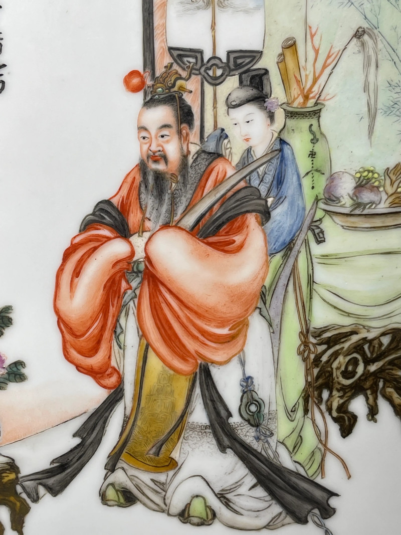民国 王隆夫画粉彩大富贵亦寿考纹瓷板 - 图3
