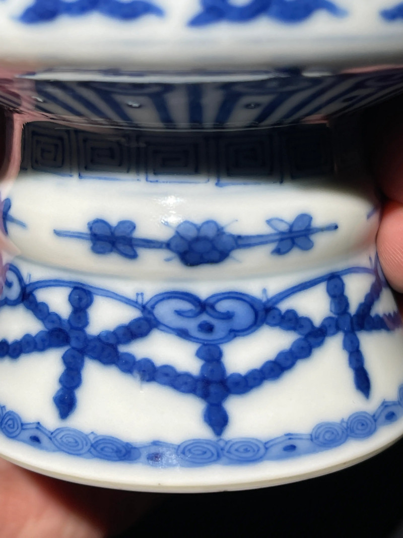 清代 青花花卉纹高足杯 - 图8