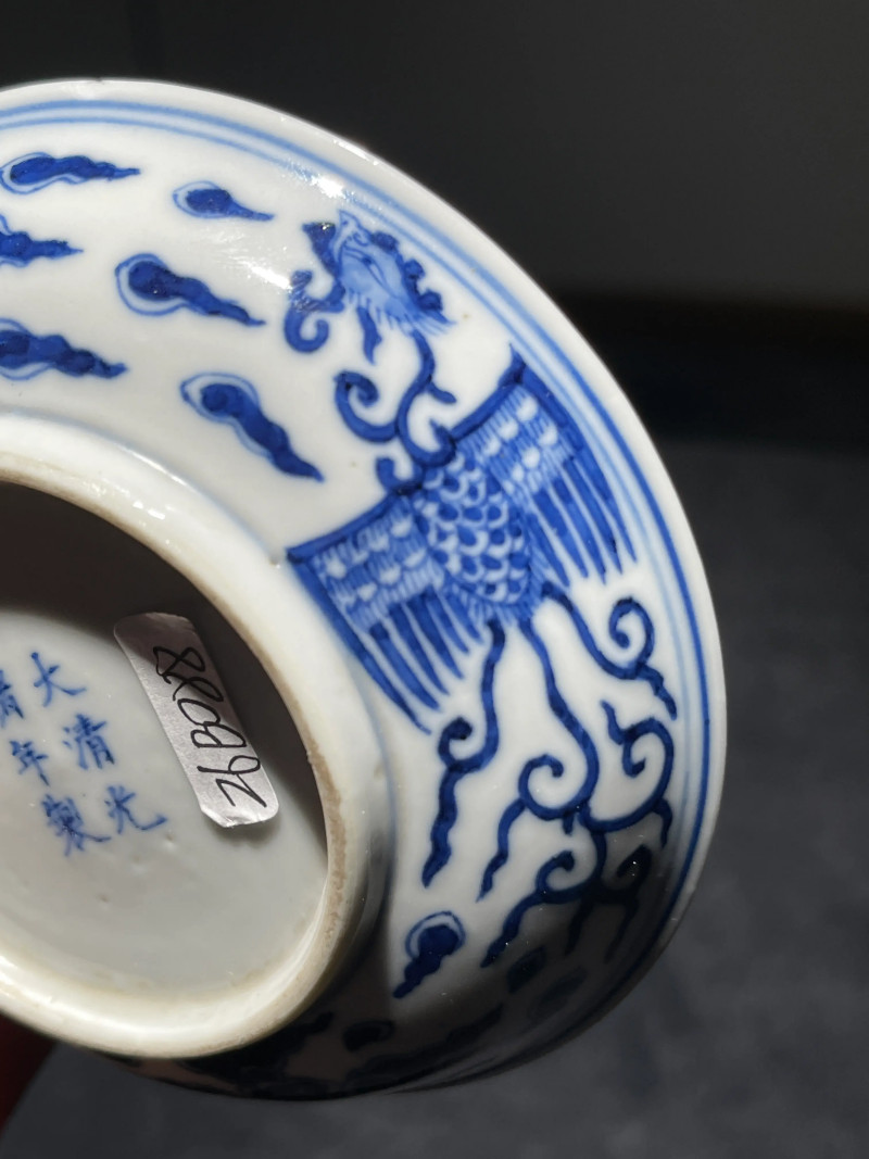 清光绪 青花对头凤纹小盘 - 图5