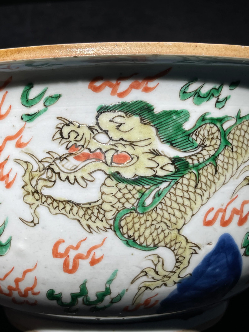 清康熙 青花五彩龙纹香炉 - 图7
