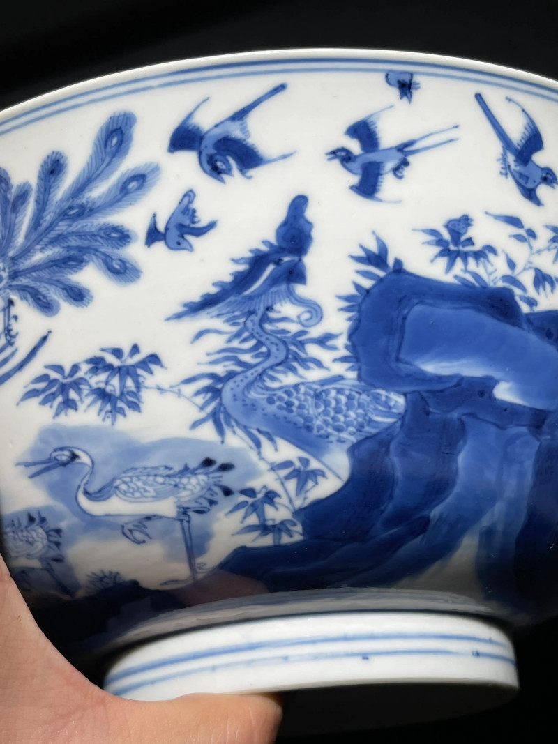清康熙 青花百鸟朝凤纹大碗 - 图10