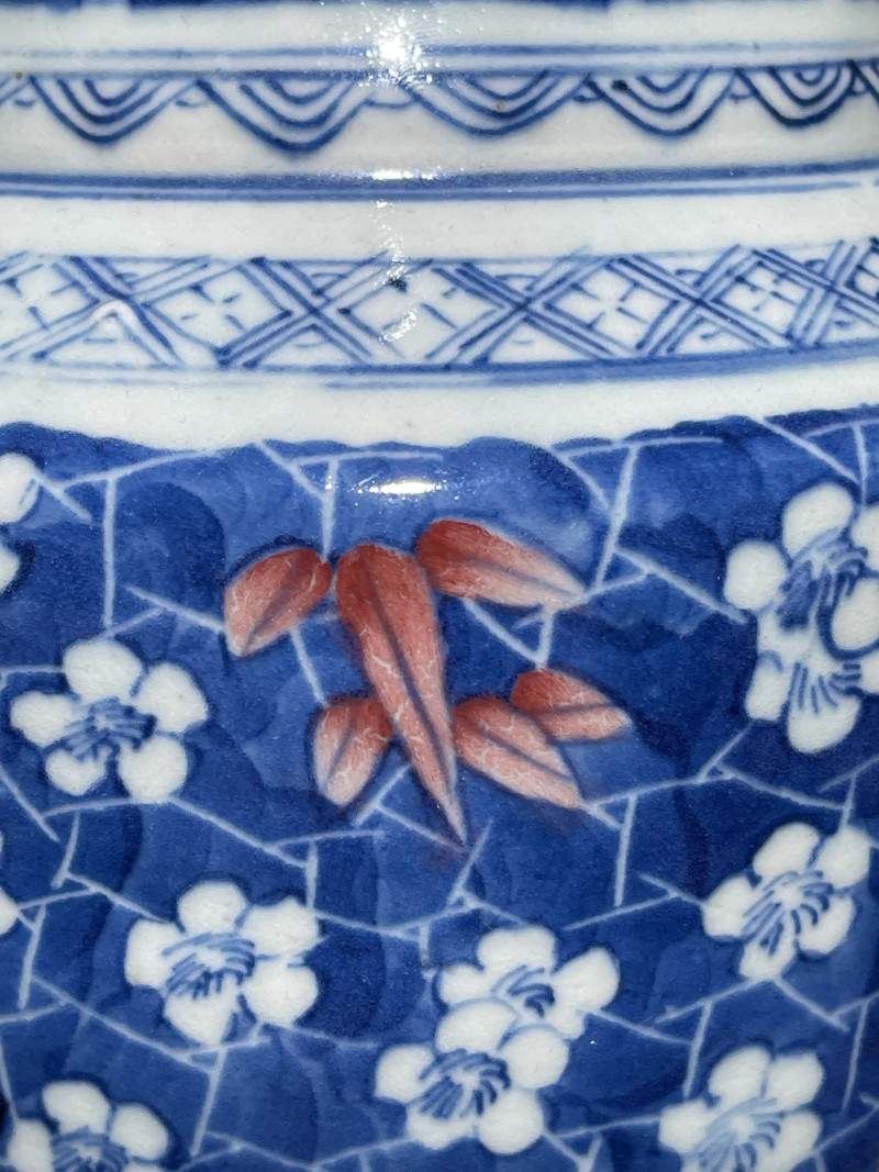 清中期 青花釉里红冰梅竹纹双耳瓶 - 图7