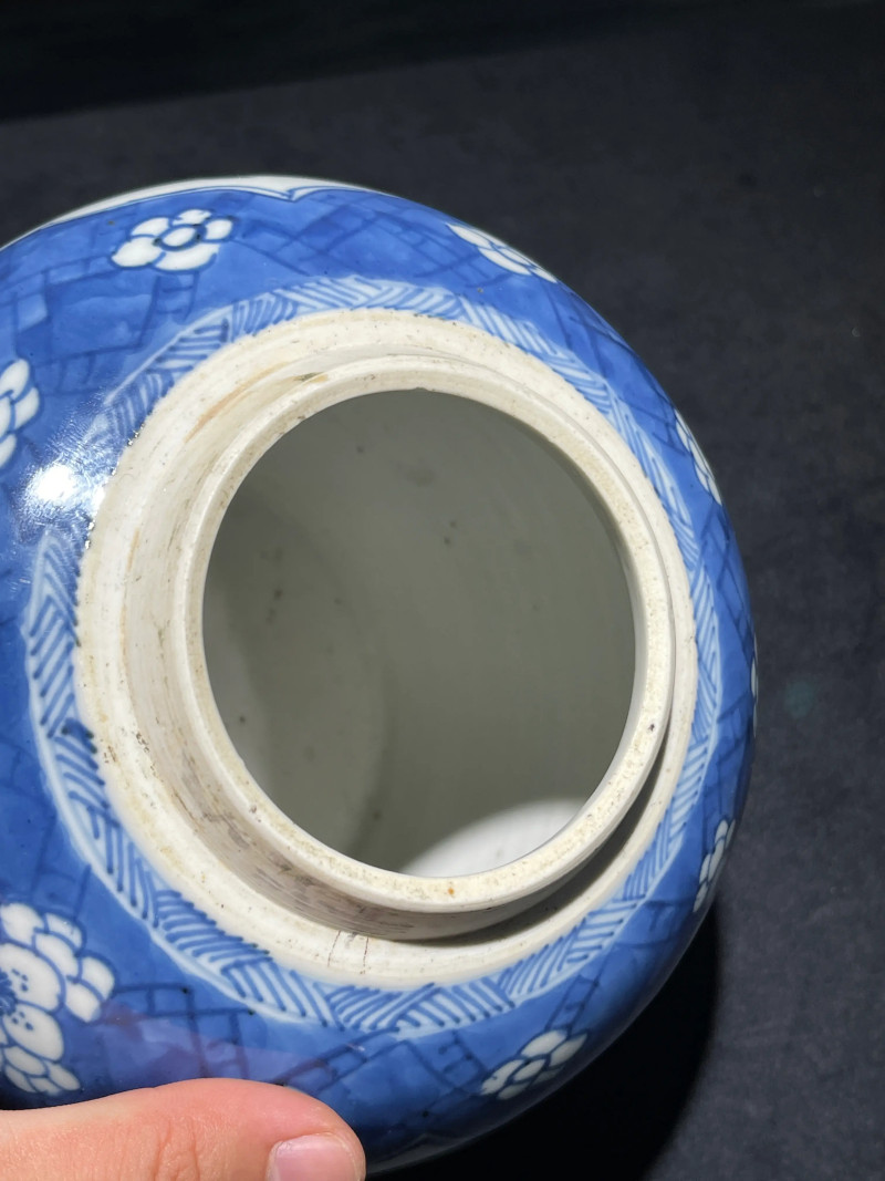 清康熙 青花冰梅开窗博古纹罐 - 图8