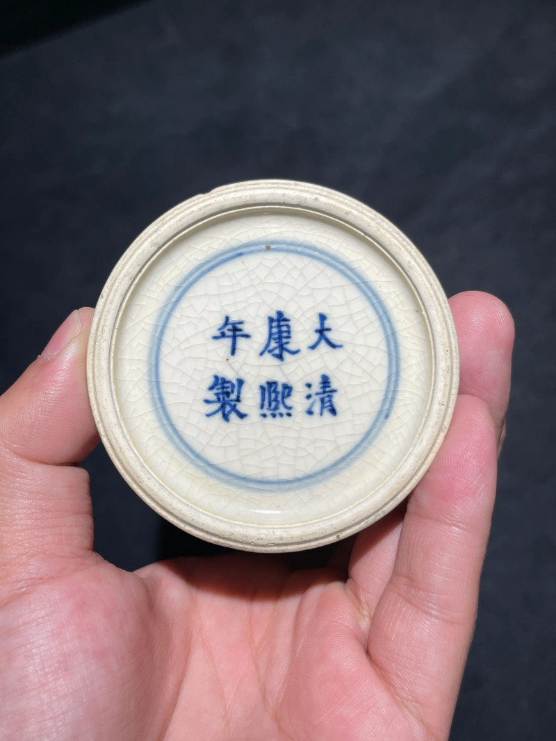 清晚期 浆胎青花折桂图梅瓶一对 - 图24