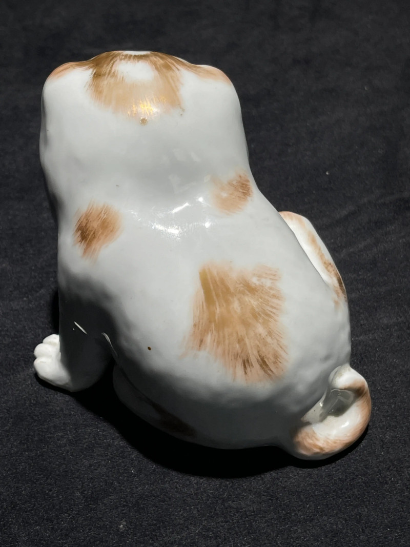 清晚期 白釉描金犬形瓷塑 - 图5