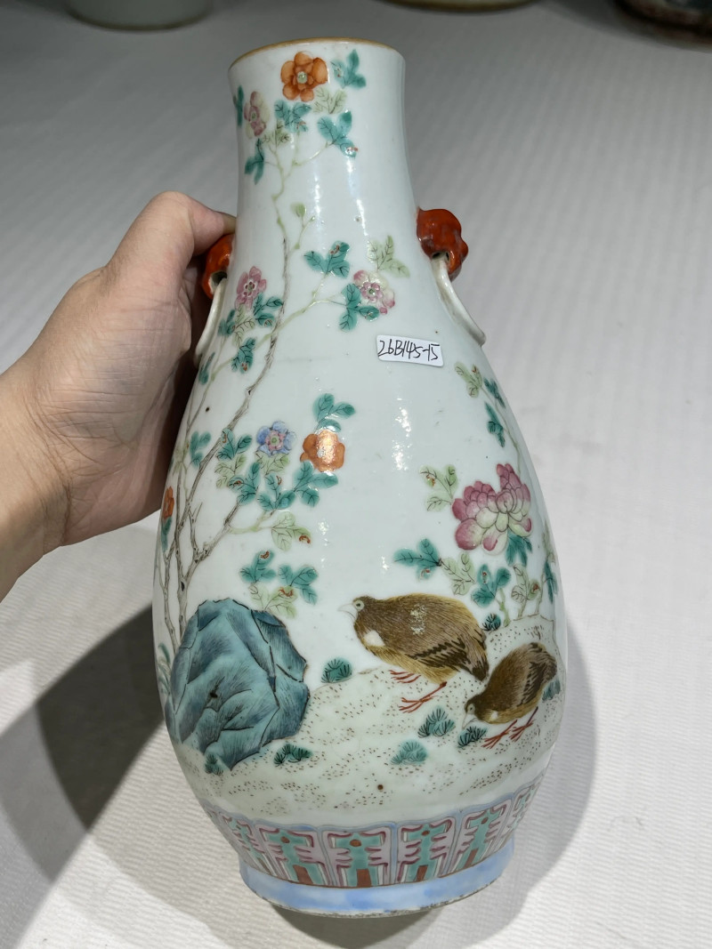 清代 粉彩花鸟纹瓶一组二十一件 - 图40