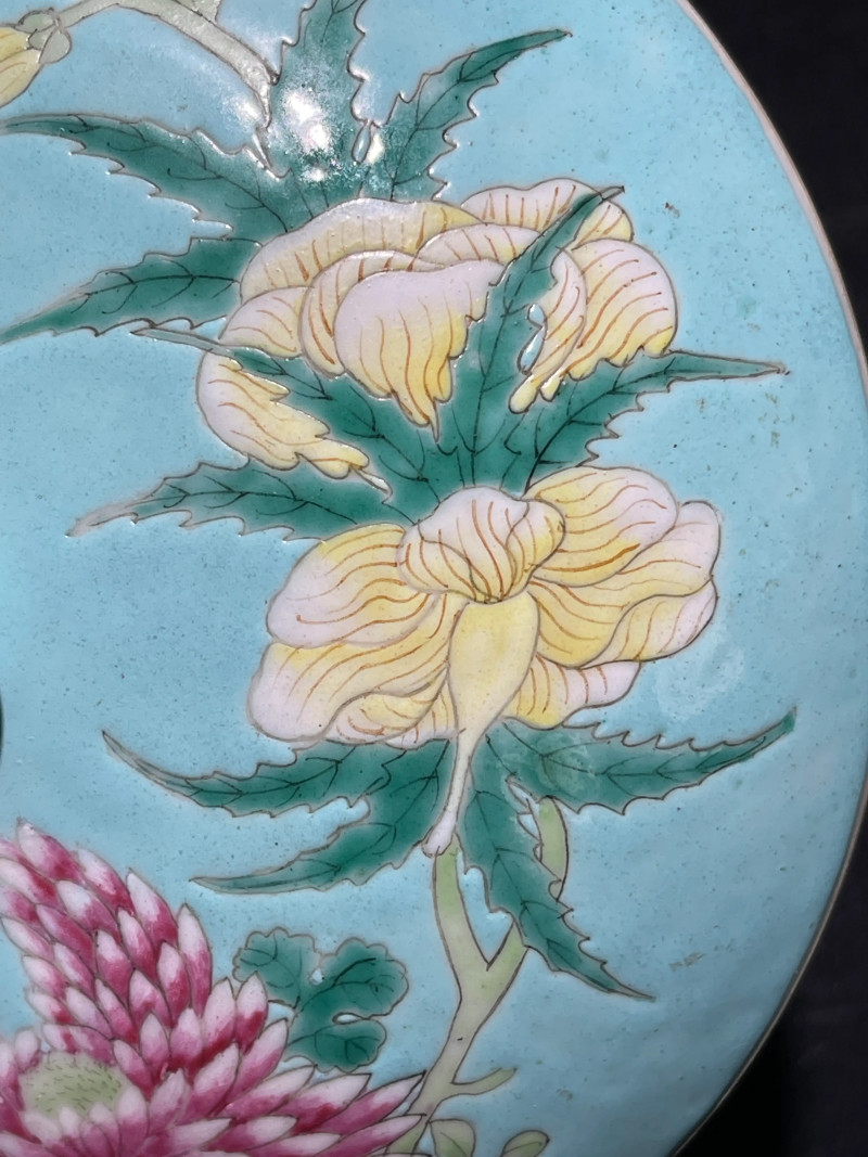 清光绪 松石绿地粉彩花鸟纹温锅 - 图25