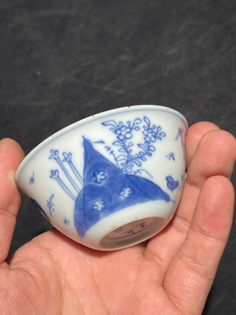 清雍正 青花鸡缸杯一对 - 图15