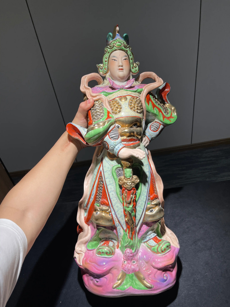建国后 粉彩韦陀瓷塑 - 图2