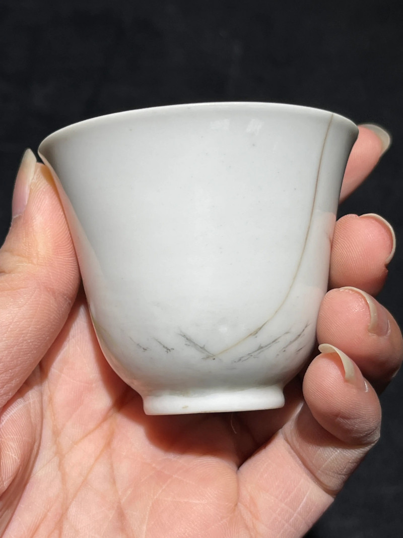 清光绪 浅绛彩花鸟纹杯一组三只 - 图23
