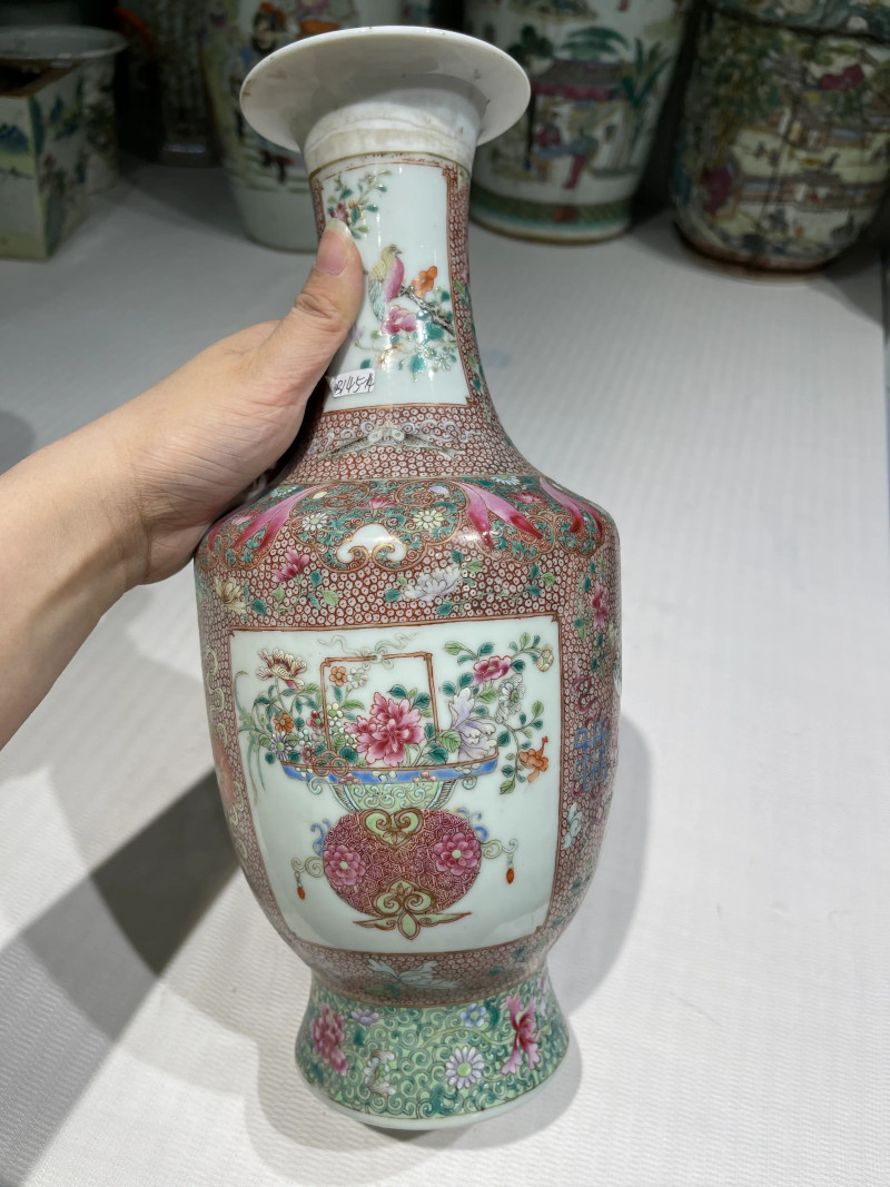 清代 粉彩花鸟纹瓶一组二十一件 - 图74