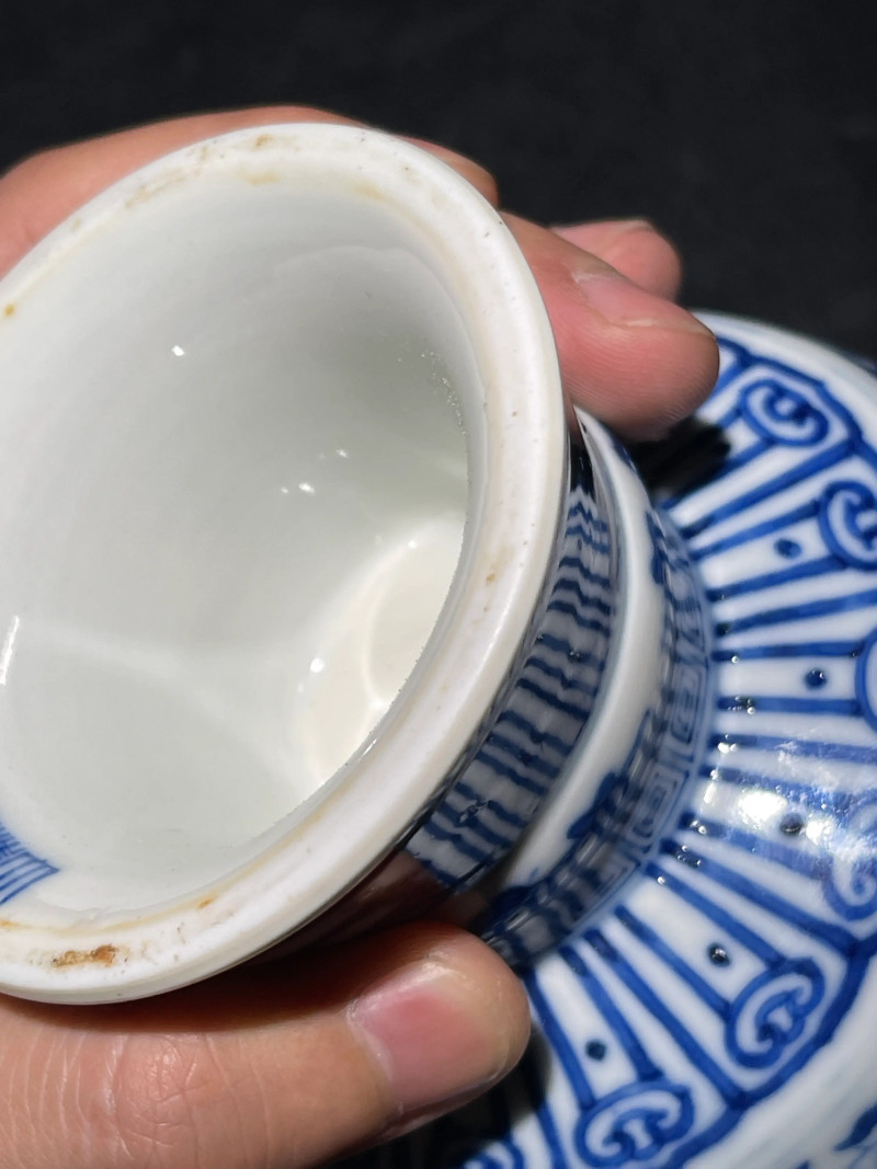 清代 青花花卉纹高足杯 - 图12