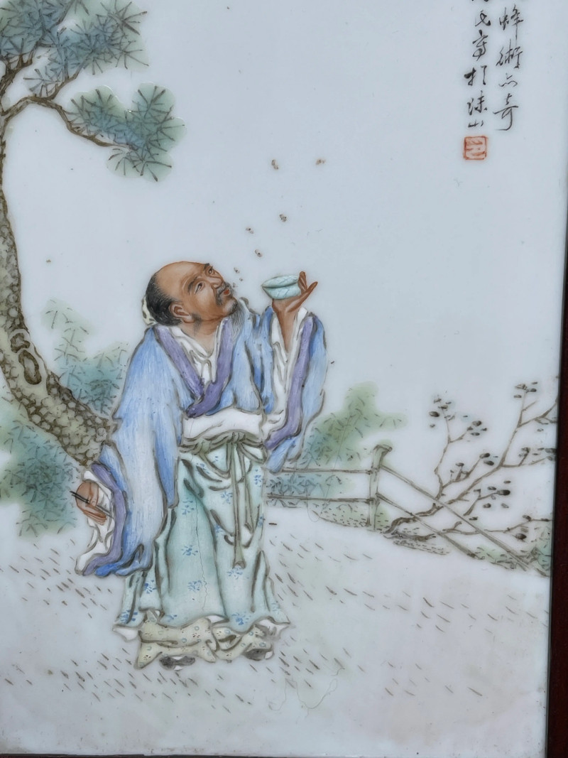 民国 粉彩神仙人物纹瓷板一组四件 - 图12