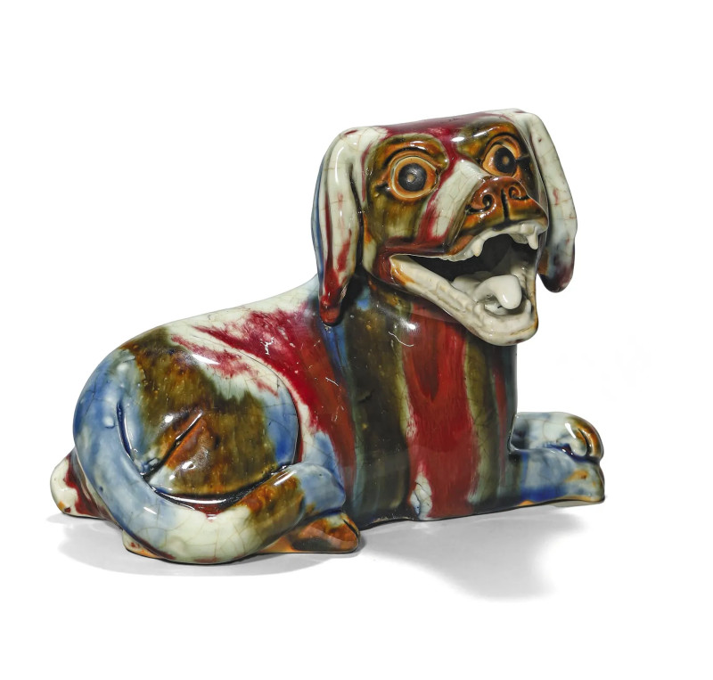 清中期 窑变釉犬形瓷塑