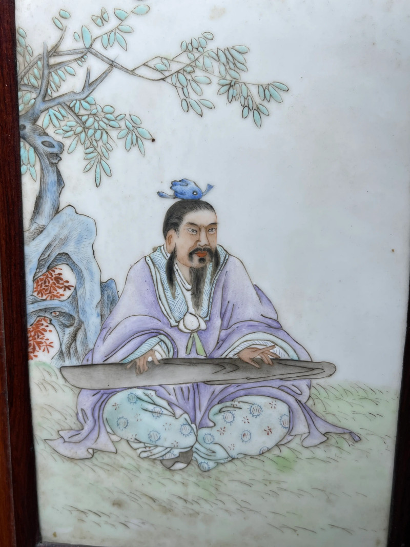 民国 粉彩人物纹瓷板一组四件 - 图3