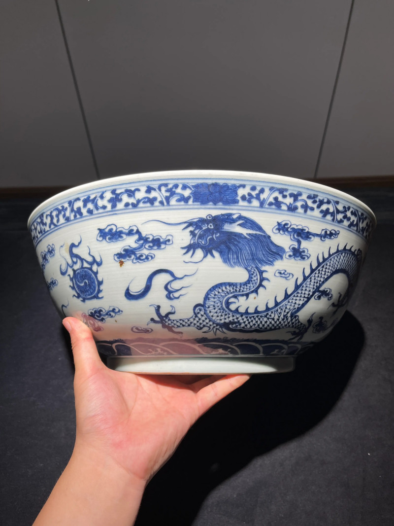 清晚期 青花龙纹大碗 - 图2