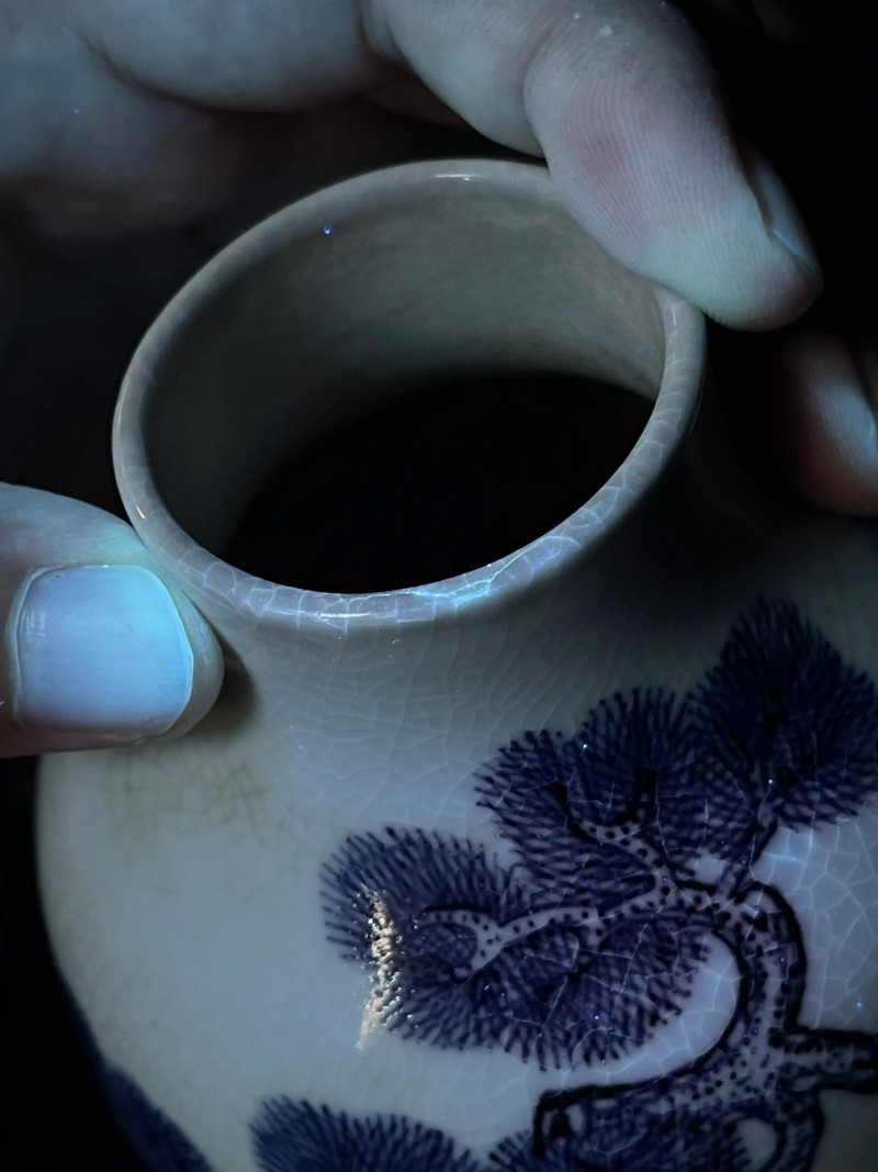 清乾隆 浆胎青花福禄寿纹莱菔瓶 - 图14