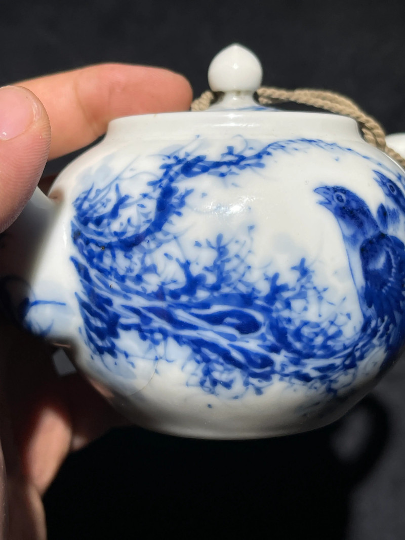民国 王步青花花鸟纹执壶 - 图5