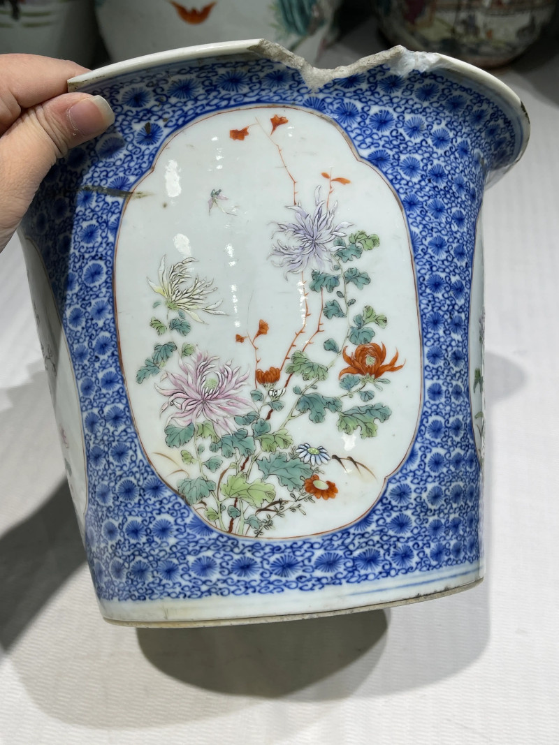 清代 粉彩花盆七件 - 图11