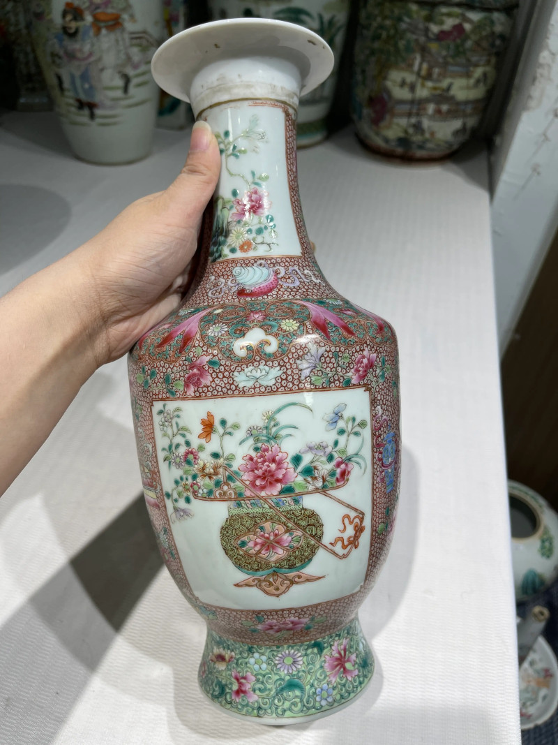 清代 粉彩花鸟纹瓶一组二十一件 - 图75