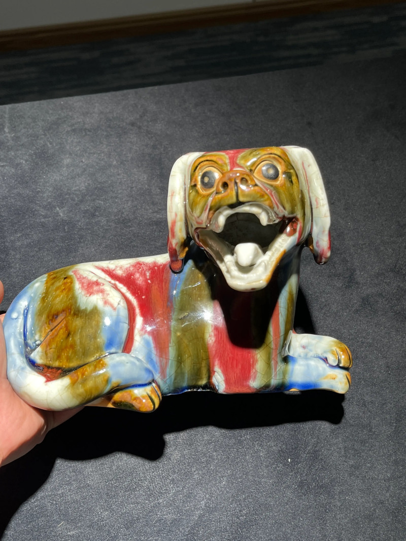 清中期 窑变釉犬形瓷塑 - 图2