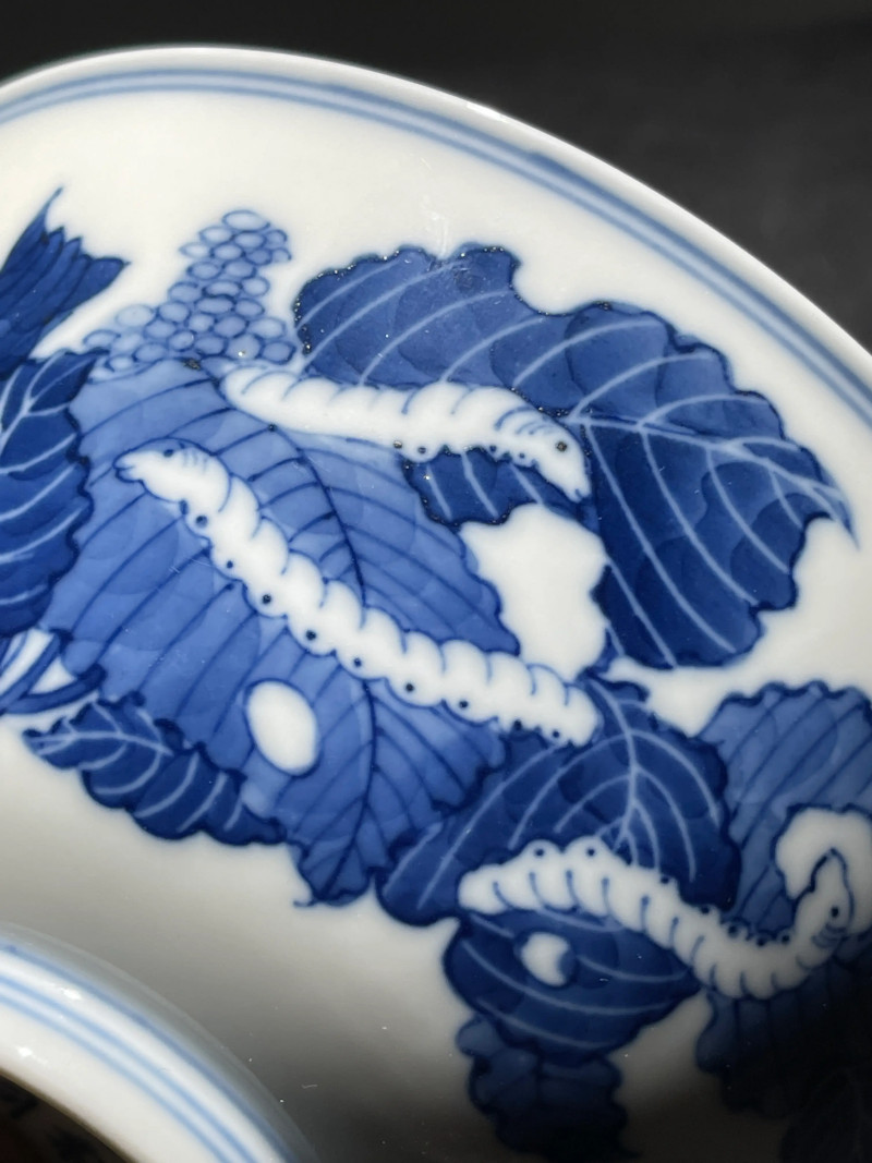 民国 青花蚕食图碗 - 图6