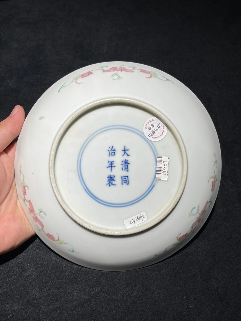 清同治 粉彩虫草纹盘 - 图6
