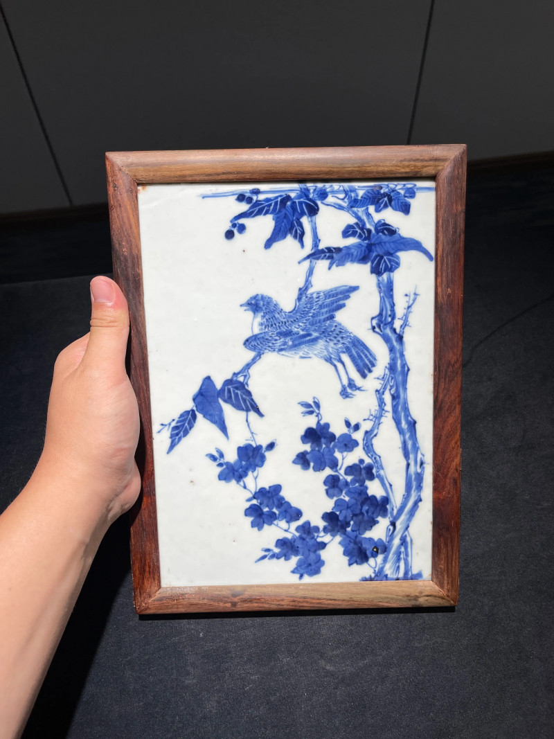 清晚期 青花花鸟纹瓷板 - 图2
