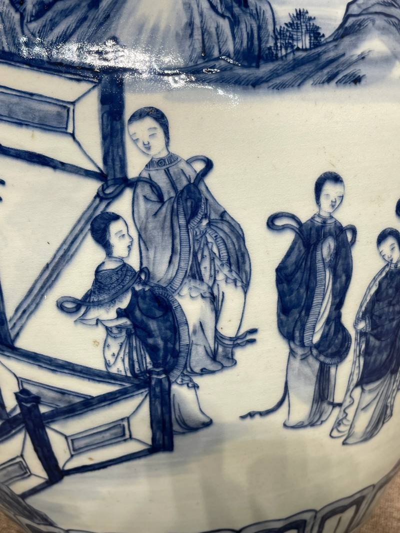 清中期 青花美人图大卷缸 - 图6