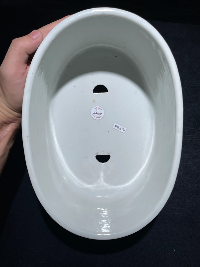 民国 墨彩山水纹花盆一对 - 图8
