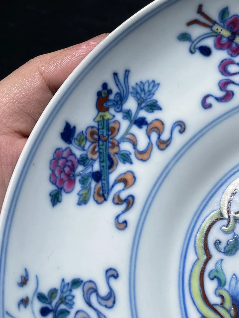 清光绪 斗彩八宝纹盘 - 图5