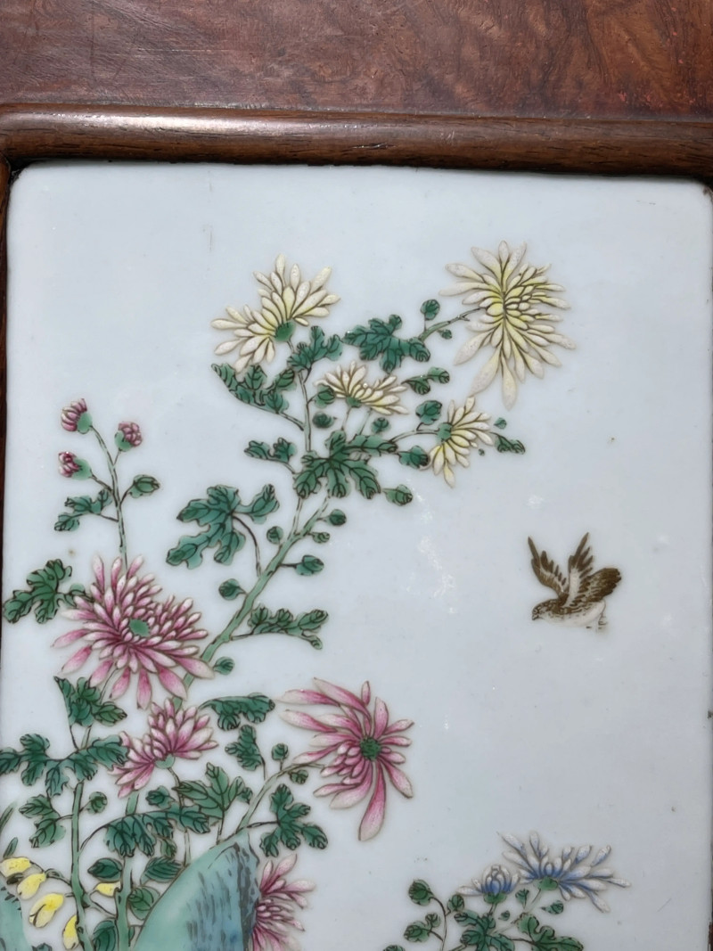清乾隆 粉彩花鸟纹瓷板 - 图4