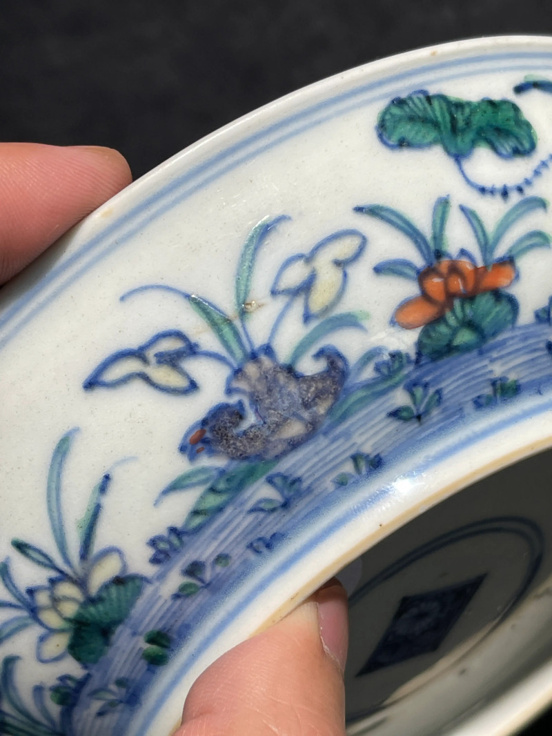 清雍正 斗彩一路连科纹盘 - 图9