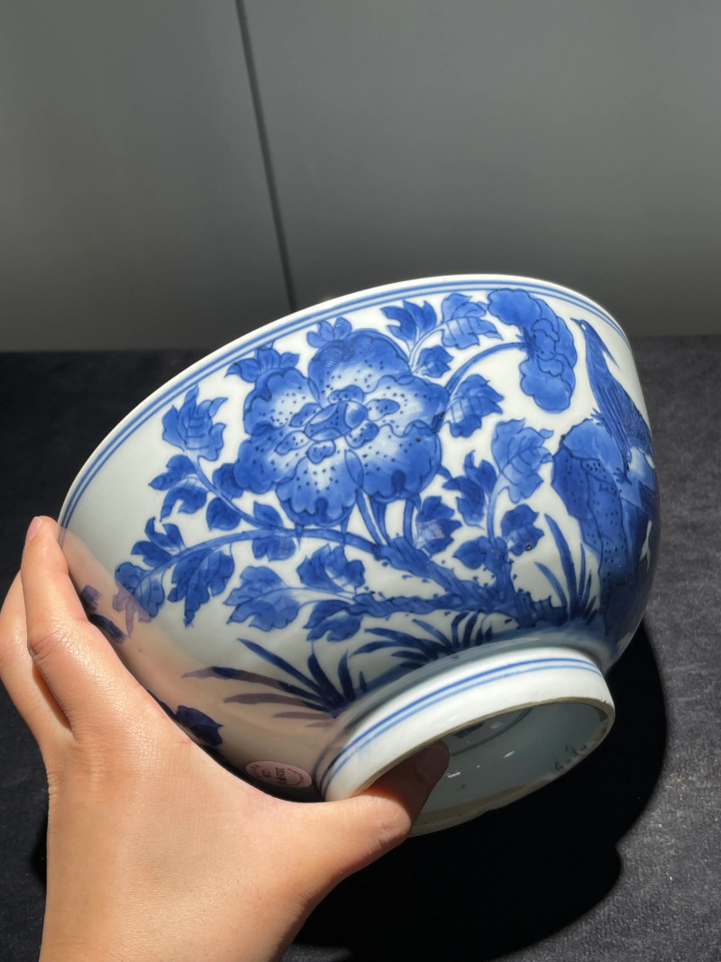 清康熙 青花富贵大吉纹碗 - 图3