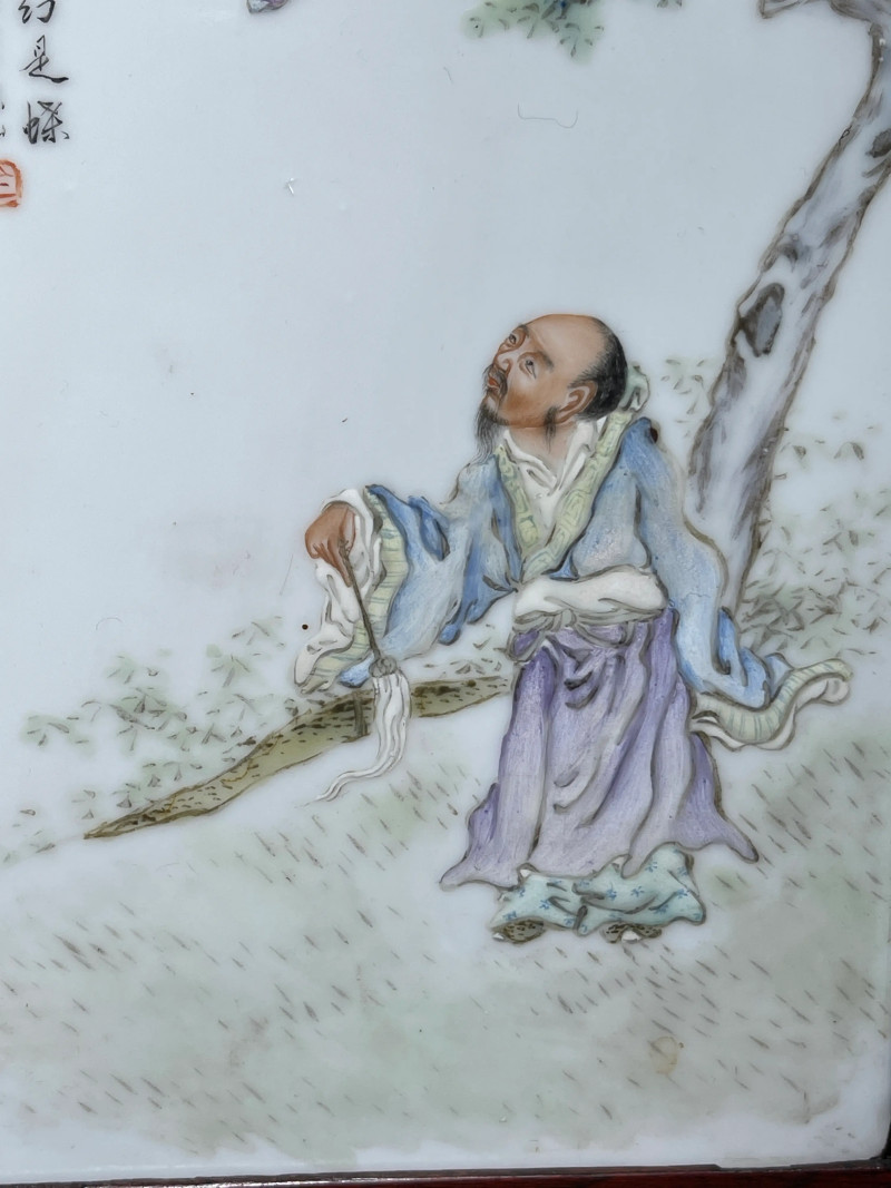 民国 粉彩神仙人物纹瓷板一组四件 - 图15