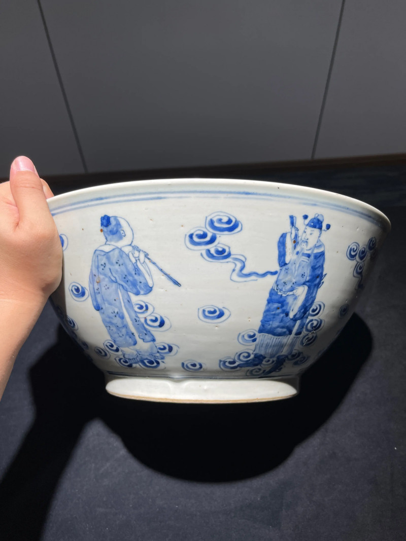 清晚期 青花八仙纹大碗 - 图3