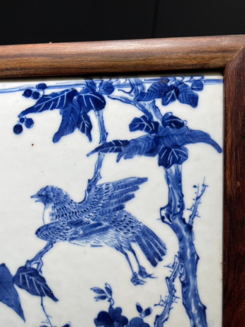 清晚期 青花花鸟纹瓷板 - 图4