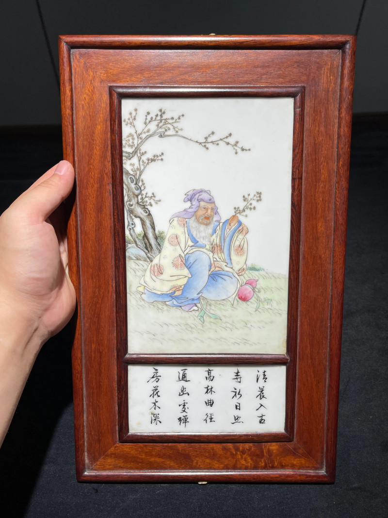 民国 粉彩人物纹瓷板一组四件 - 图6