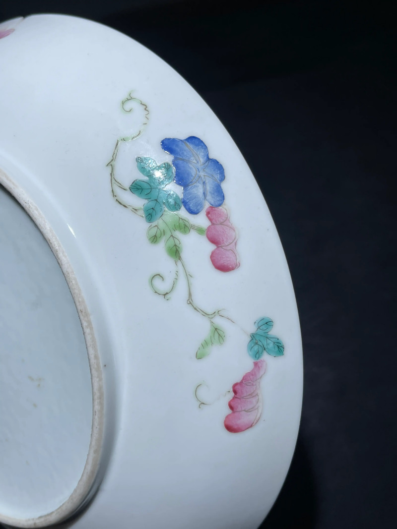 清同治 矾红龙纹盘 - 图6