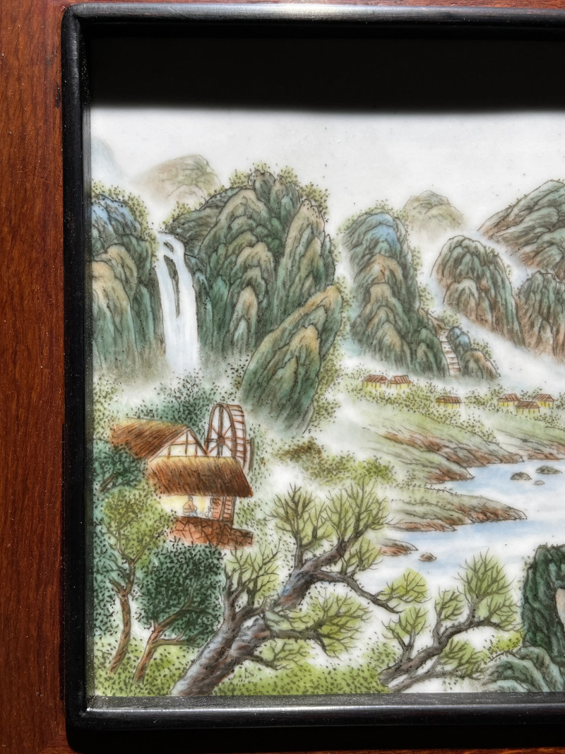 创汇期 王云泉款山水纹瓷板 - 图3