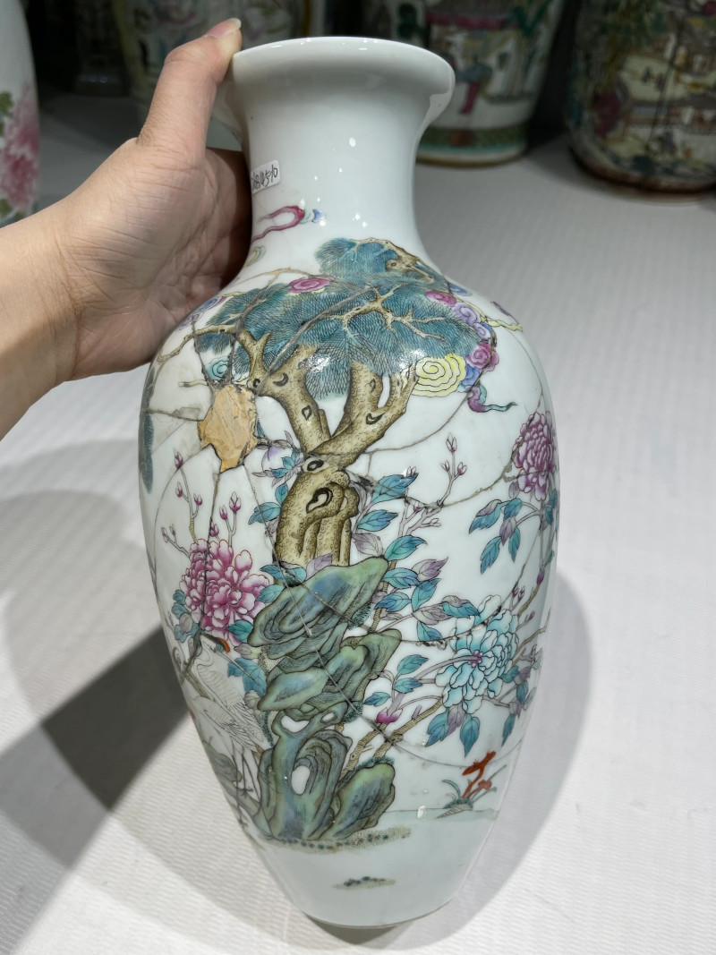 清代 粉彩花鸟纹瓶一组二十一件 - 图78
