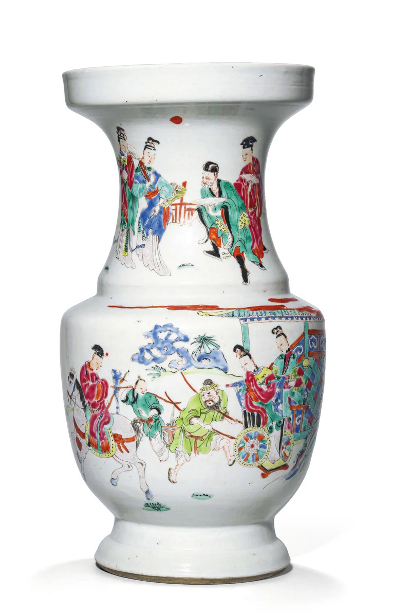 清雍正 粉彩西厢记纹盘口尊