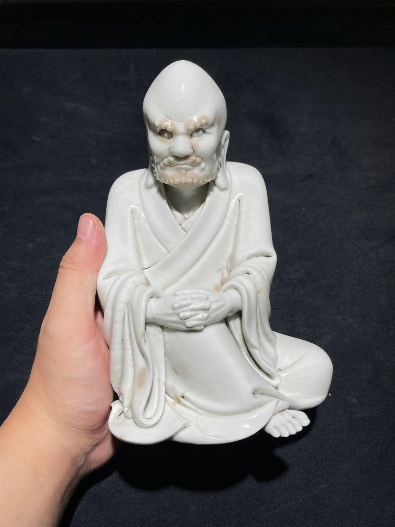 明末清初 德化白釉达摩瓷塑 - 图2