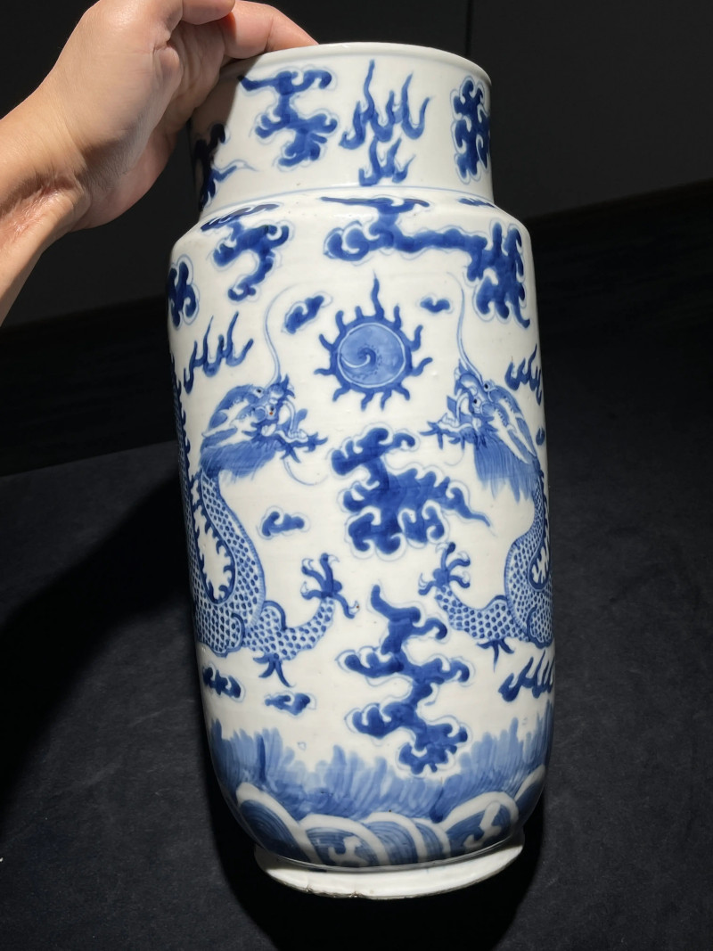 清晚期 青花云龙纹壮罐 - 图2
