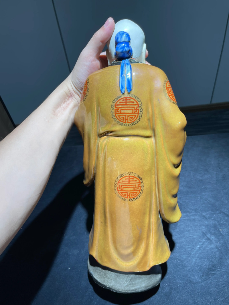 50年代 粉彩寿星瓷塑 - 图8