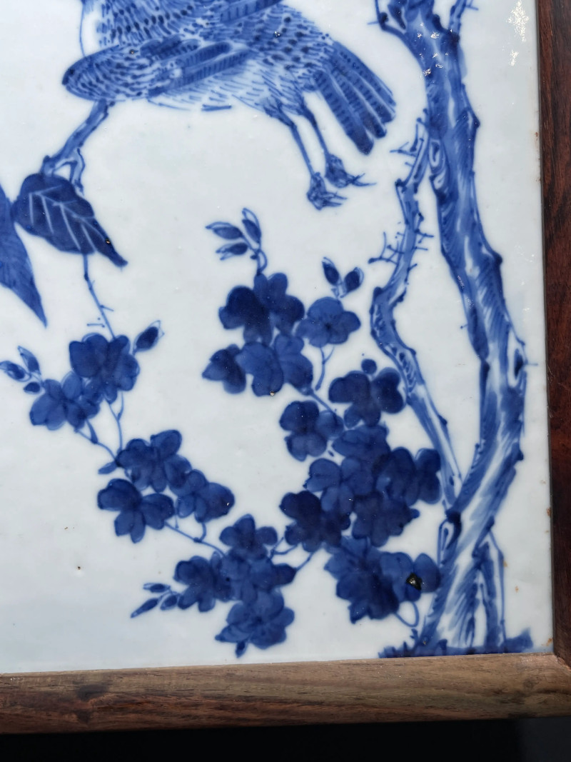 清晚期 青花花鸟纹瓷板 - 图5