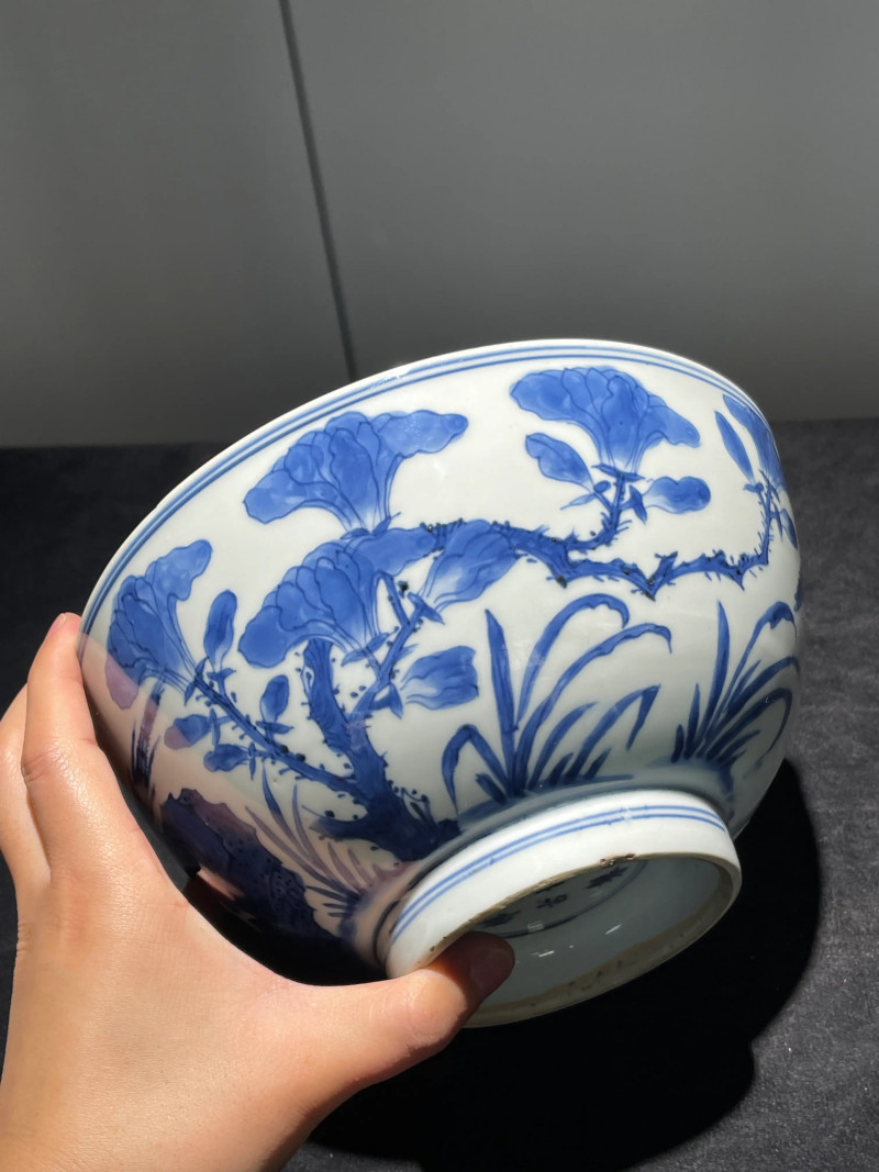 清康熙 青花富贵大吉纹碗 - 图5