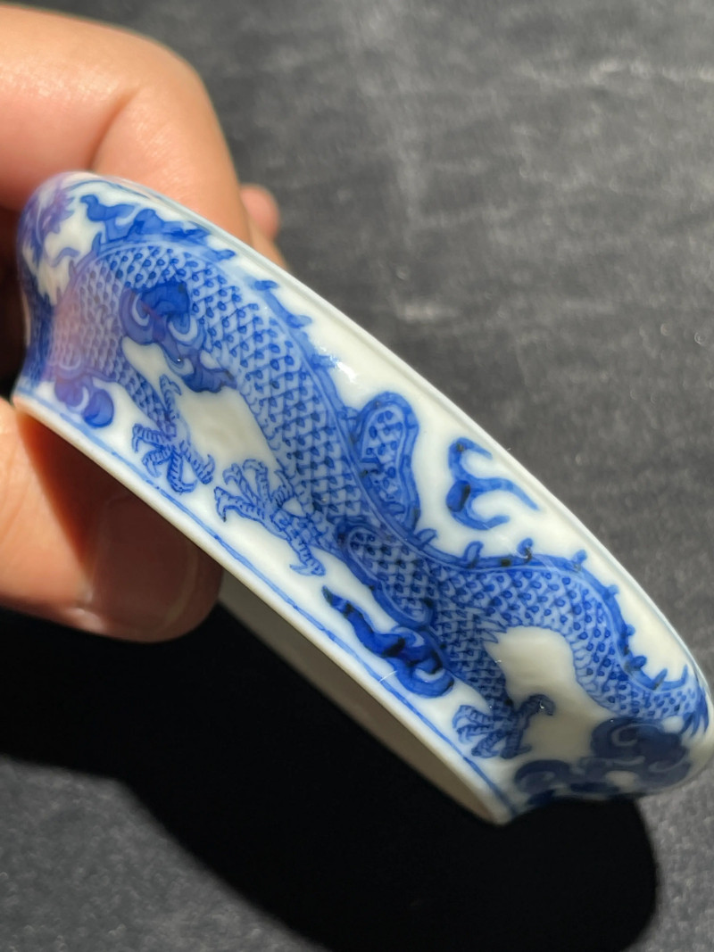 清道光 青花云龙纹水盂 - 图6